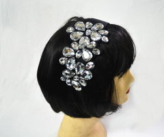 包郵熱賣新款水鉆頭箍 韓版高檔水晶玻璃寬邊發箍，引領歐美手工發飾風尚